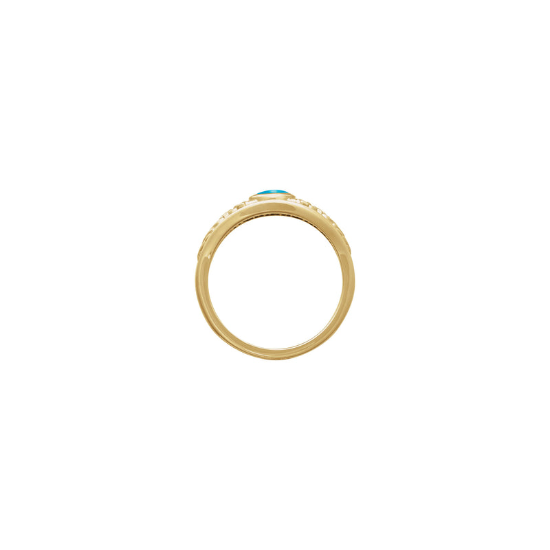 Turquoise Cabochon Flower Accented Ring (14K) setting - Popular Jewelry - New York