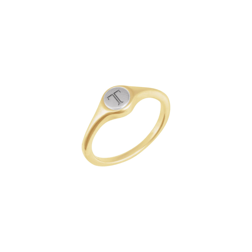 Two-Tone Engravable Round Signet Ring
