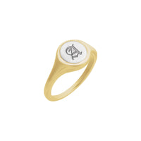 Two-Tone Engravable Round Signet Ring
