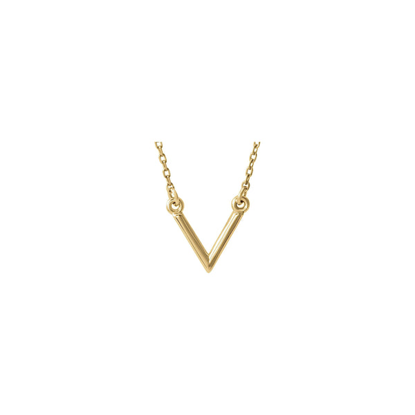 V Necklace (14K) front - Popular Jewelry - New York