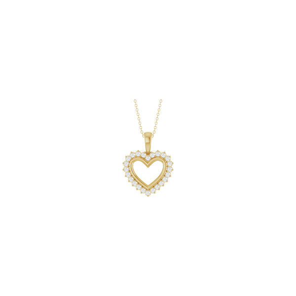 White Diamond Halo Heart Outline Necklace