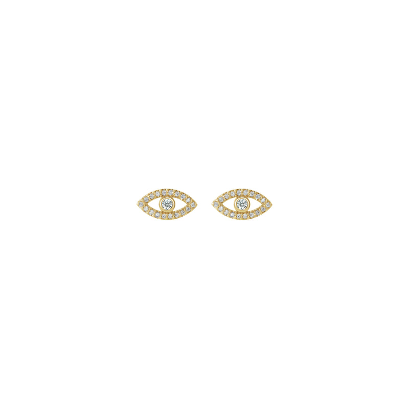White Sapphire Evil Eye Stud Earrings (14K) front - Popular Jewelry - New York