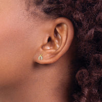 White and Red CZ Ladybug Post Stud Earrings (14K)