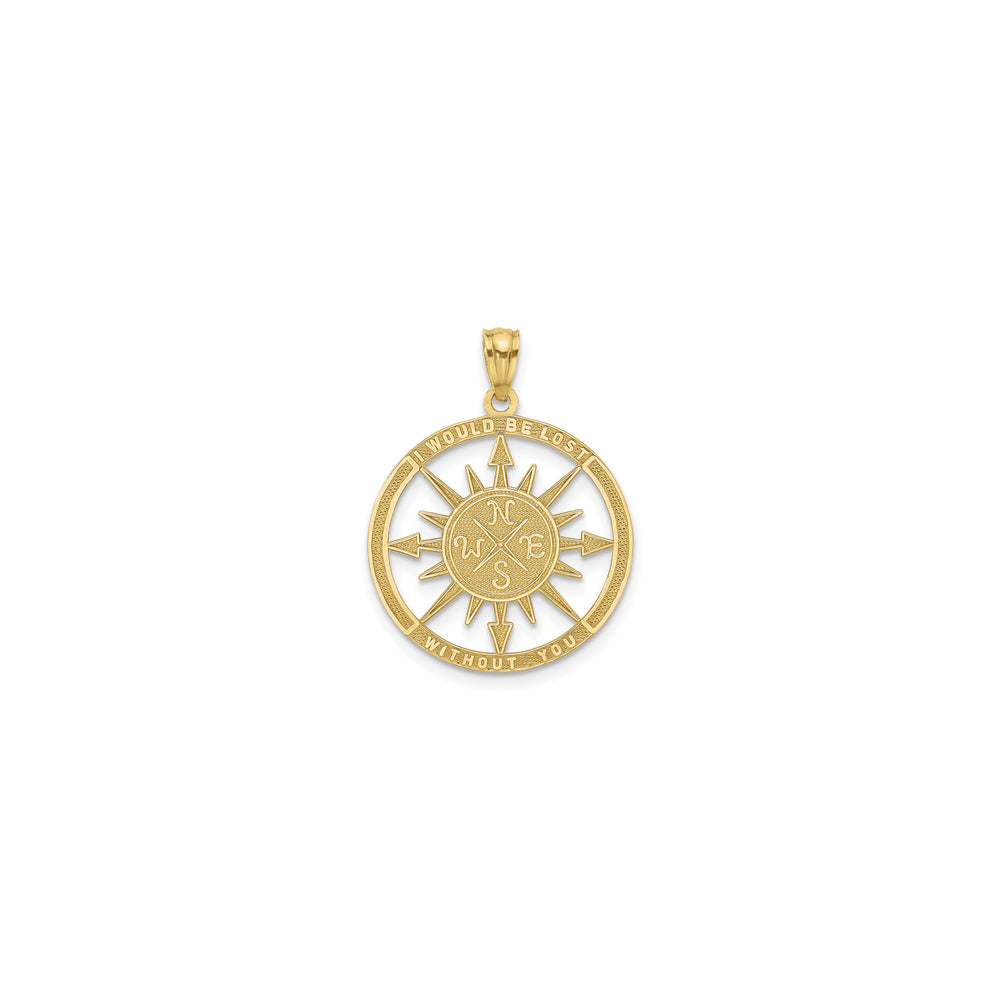 'Lost Without You' Compass Pendant (14K)