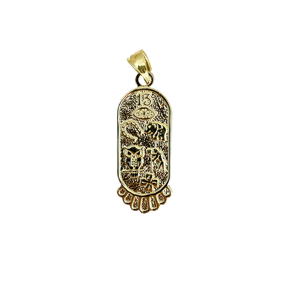 Seven Lucky Charms Cartouche Pendant (14K)