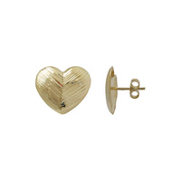 Ribbed Heart Stud Earrings (14K)