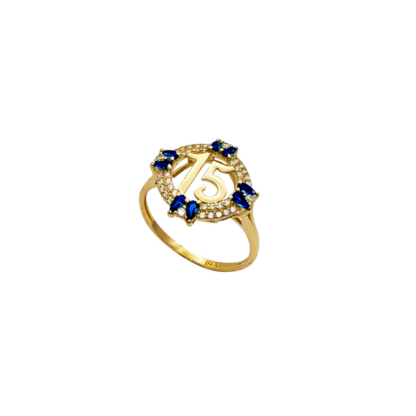 Navy Blue Fifteen Year Quinceañera Ring (14K)