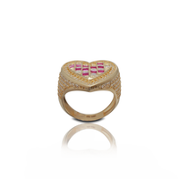 Emerald CZ Heart Shape Ring (14K)