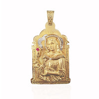 Two-Tone Saint Barbara CZ Pendant (14K).