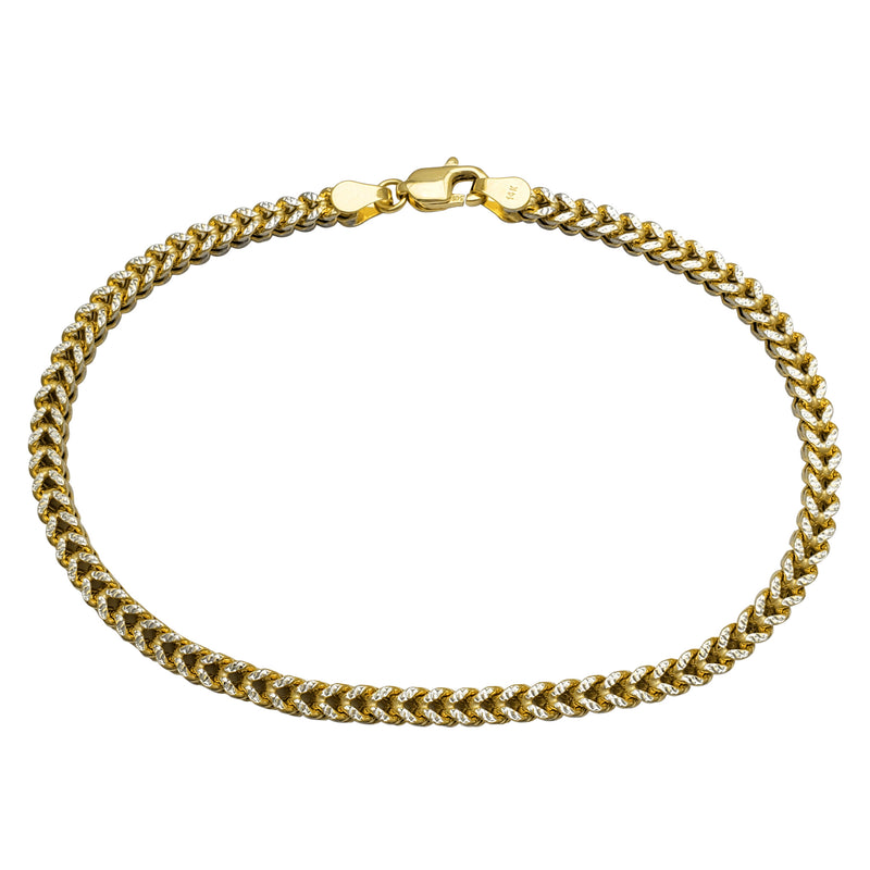 Two-Tone Round Franco Anklet (14K).