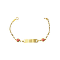 Pink Happy Face Rolo Baby ID Bracelet (14K).