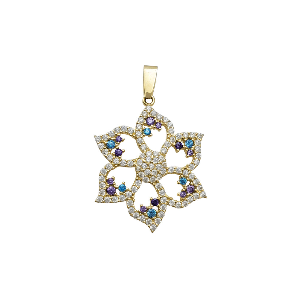 Zirconia Multi-Color Flower Pendant (14K)
