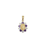 Purple-Zirconia Virgin Mary Pendant (14K)
