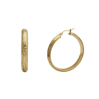 Sandblasted Greek-Key Hoop Earrings (14K)