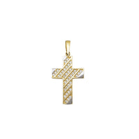 Oblique CZ Row Cross Pendant (14K)