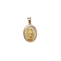 Tricolor Virgin Mary Oval Pendant (14K)