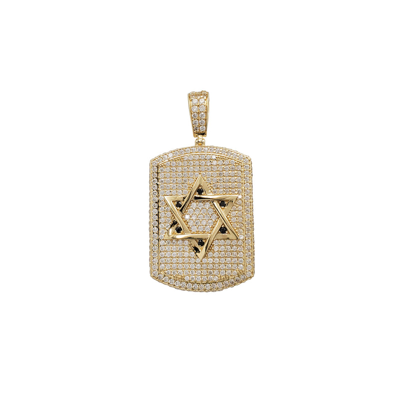 Zirconia Iced-Out Star of David Dogtag Pendant (14K)