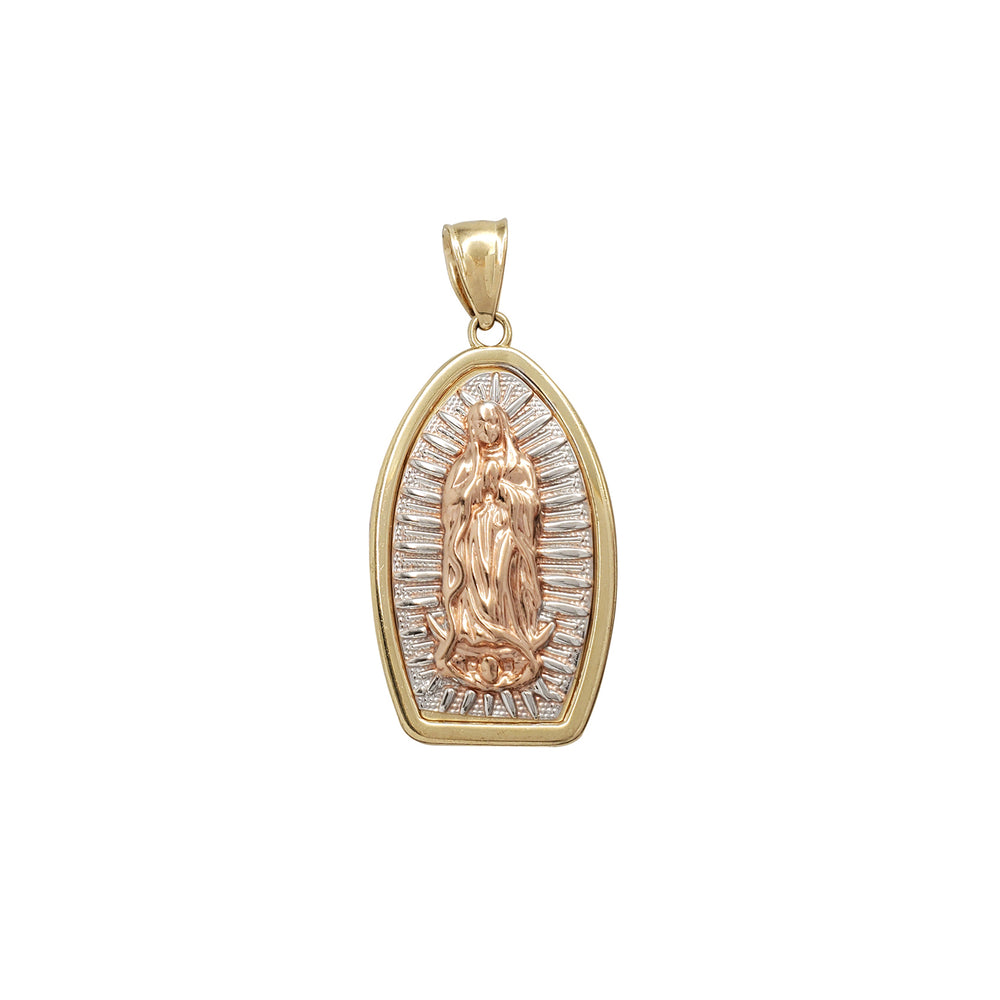 Tricolor Halo Virgin Mary Pendant (14K)