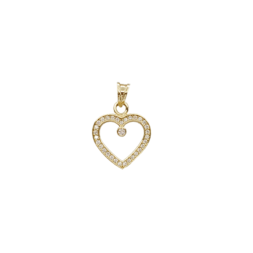 Stoneset Heart Border Pendant (14K)
