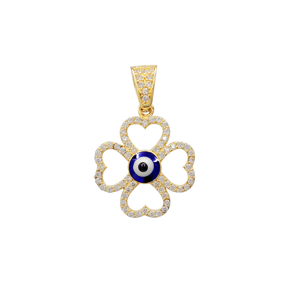 Zirconia Four Clever Evil Eye Pendant (14K)