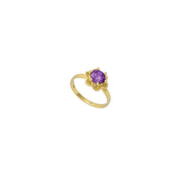 Inel pentru copii cu zirconiu violet/floră roz (14K)