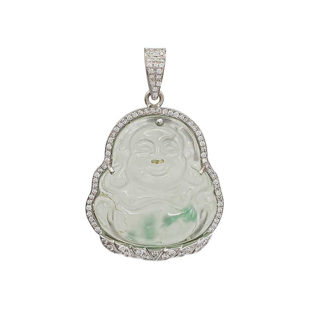 VS Diamond Jade Laughing Buddha Pendant (14K)