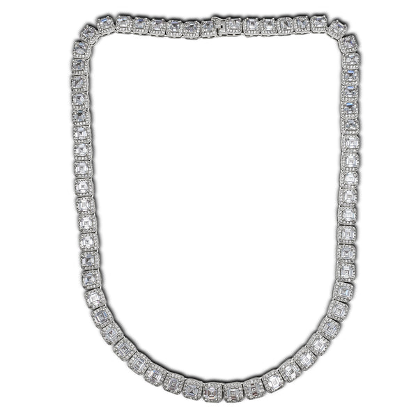 Zirconia Square Radiant-Cut Tennis Necklace (Silver)
