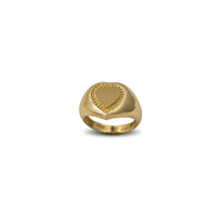 Kid/Pinky Brush-Finish Heart Milgrain Border Ring (14K)