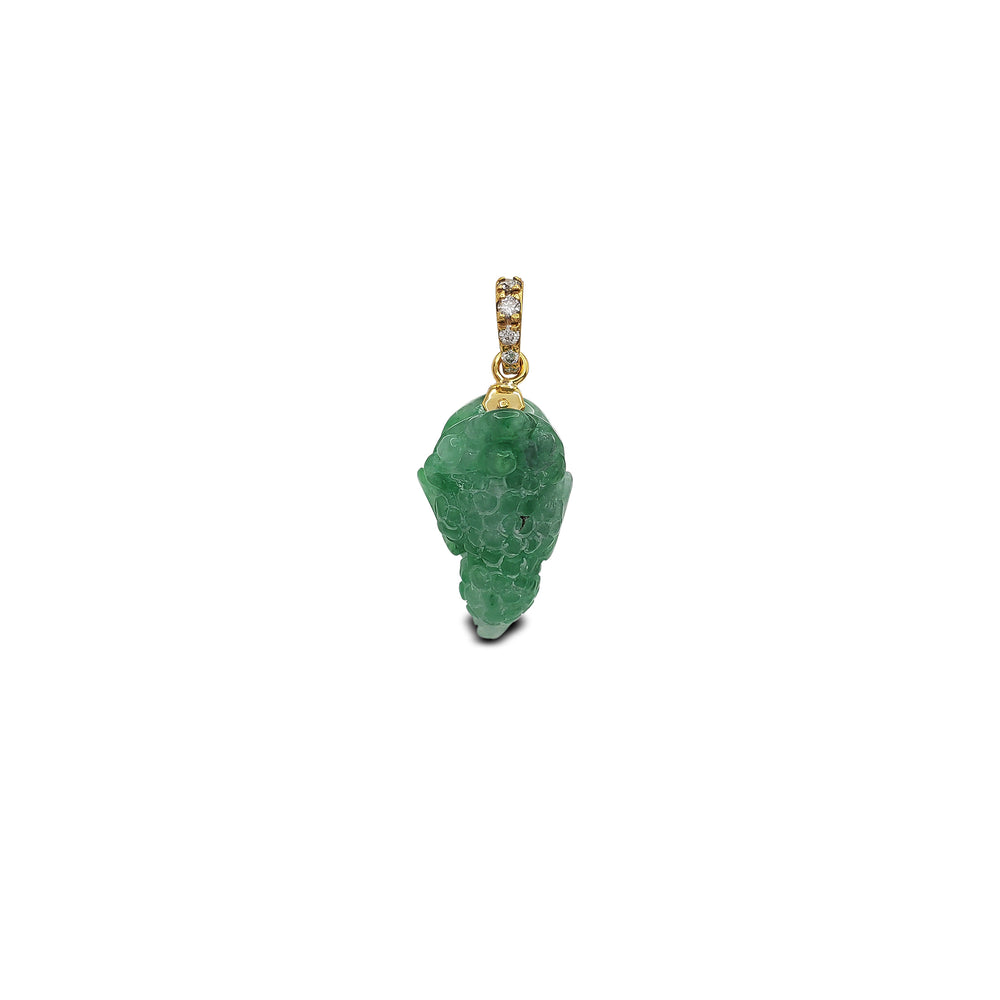 Diamond Bail Jade Pixiu Pendant (14K)