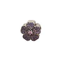 Zirconia Purple Flower Charm (Silver)