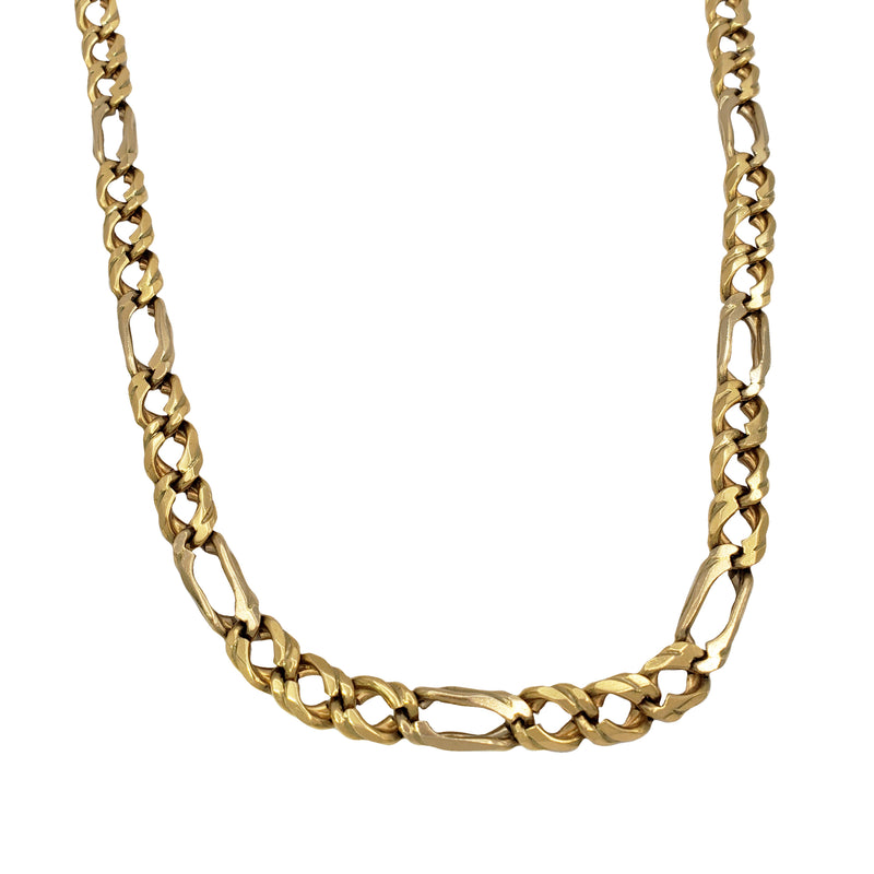 Double Link Figaro Chain Necklace (14K)