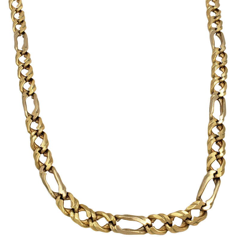 Double Link Figaro Chain Necklace (14K)
