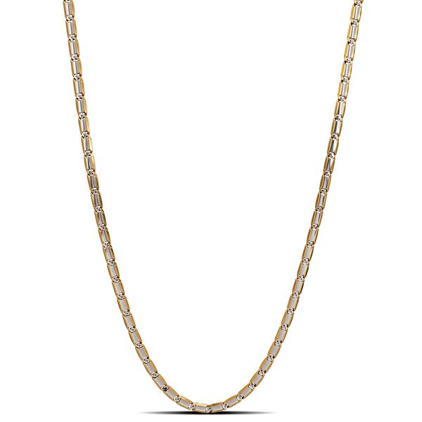 Solid Two-Tone Flat Mariner Chain Necklace (14K)