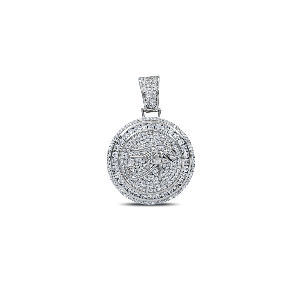 Iced-Out Eye of Horus Medallion Pendant (Silver)