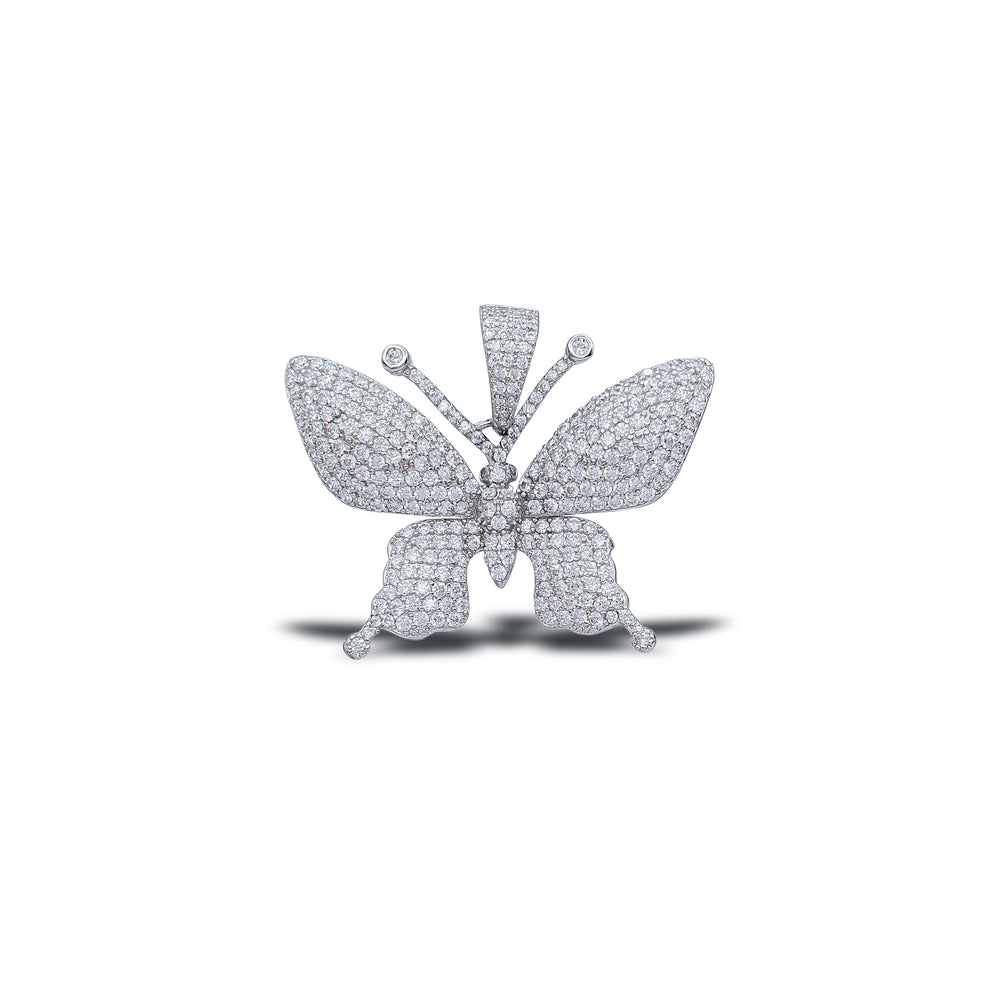 Iced-Out Butterfly Pendant (Silver)