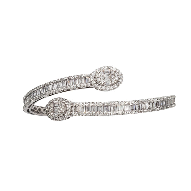 Zirconia Baguette Bangle Bracelet (Silver)