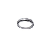 Czarny onyksowy pierścień łączący kabel (srebrny)