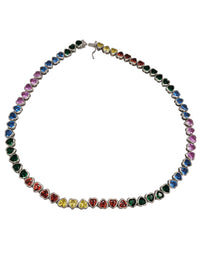 Zirconia Heart Colorful Chain (Silver)