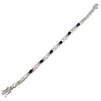 Blue Cubic Zirconia Wave Link Bracelet (Silver)