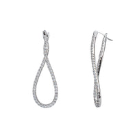 Zirconia Twist Hoops Earrings (Silver)