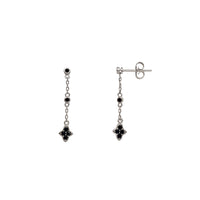 Black Onyx Cross Stud Dangling Earrings (Silver)