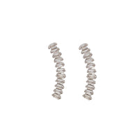 Zirconia Baguette Stud Earrings (Silver)