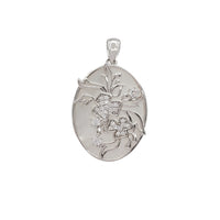 Zirconia Flower Oval Shaped Pendant (Silver)