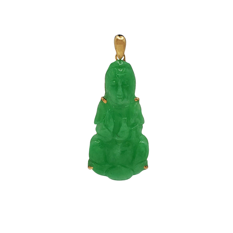Green Jade Guanyin Pendant (18K)