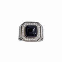 Kwadratowy pierścionek z czarnego onyksu (srebrny)
