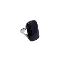 Obdĺžnikový čierny prsteň Onyx (strieborný)