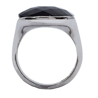 Правокутни црни прстен од оникса (сребрни)