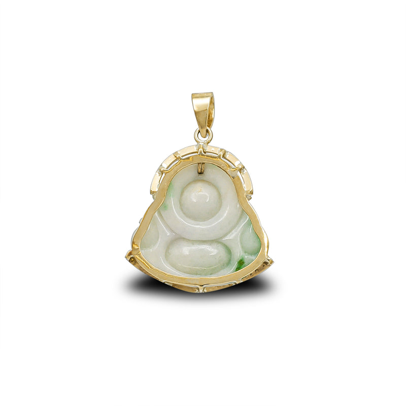 Diamond Jade Laughing Buddha Pendant (14K) – Popular J
