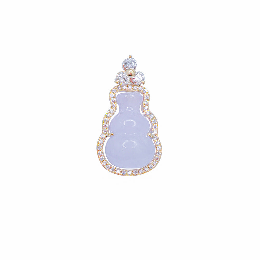 Diamond Bail Jade Gourd Pendant (14K)