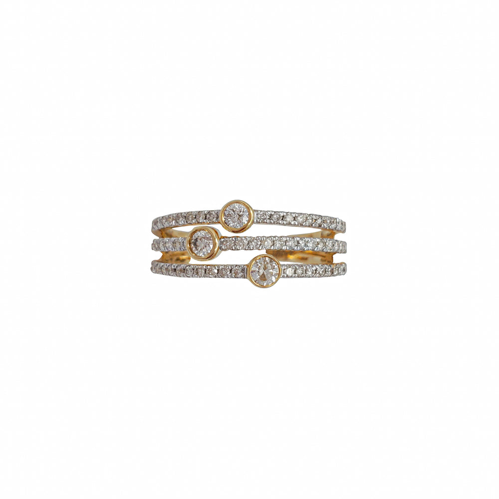 Diamond Bezel-Set Triple Row (14K)